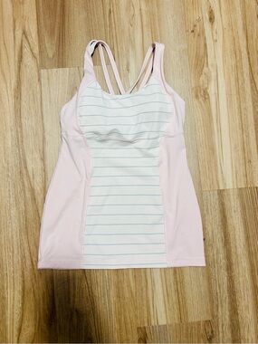 lululemon athletica Pink and White Striped Athletic Tank
